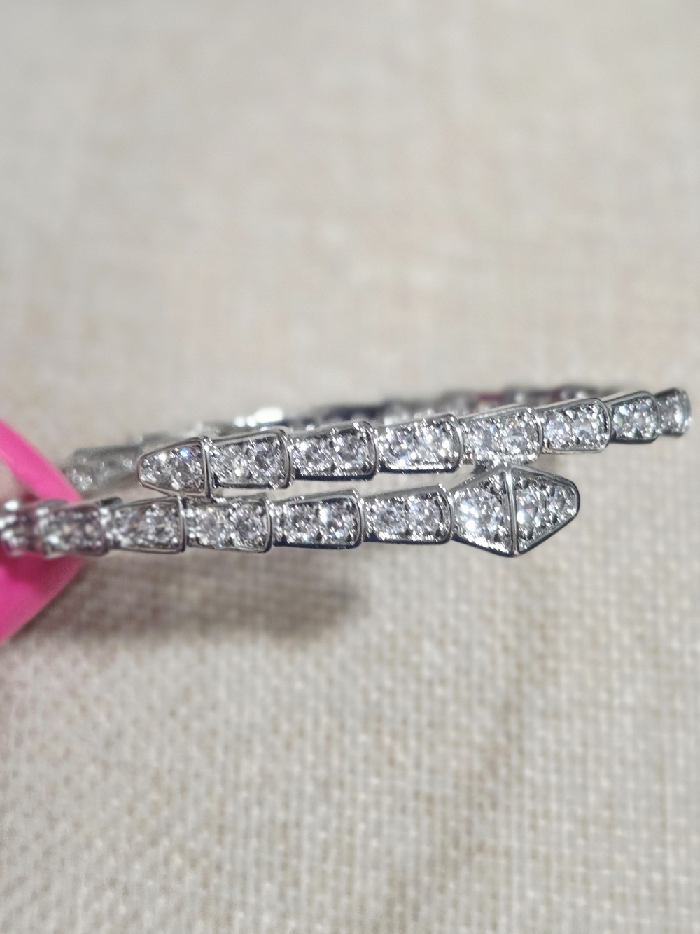Pave CZ Snake Bracelet - White